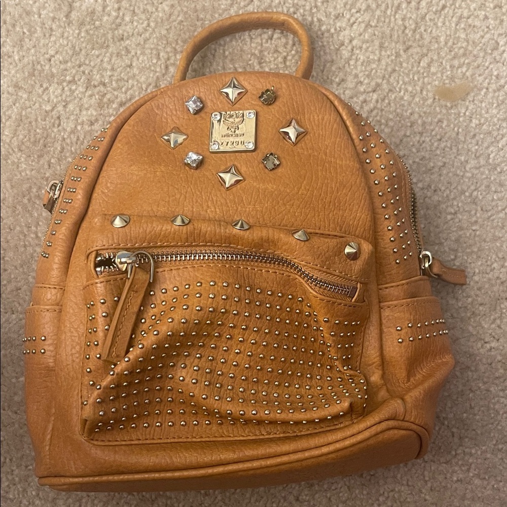 MCM Tan Studded Backpack